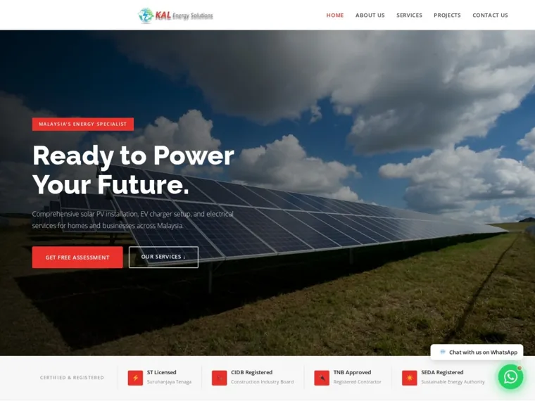Kales Solar website homepage designed by Cybergate