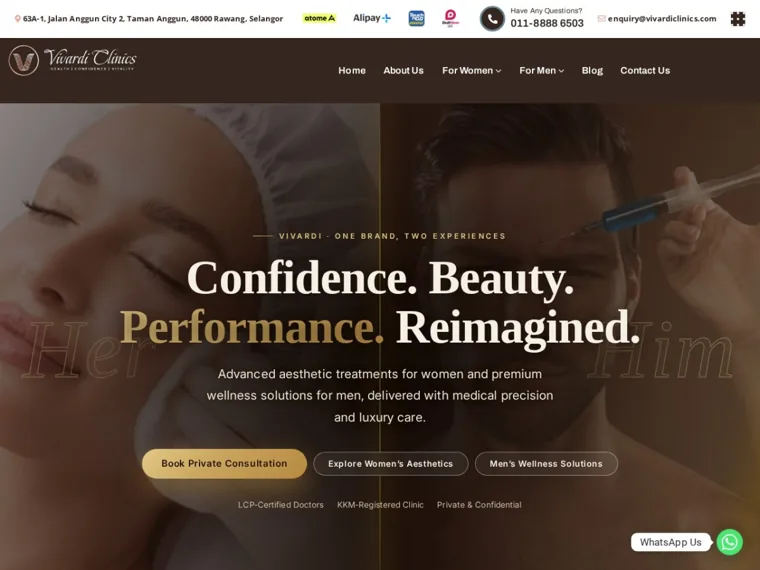 Vivardi Clinics website homepage designed by Cybergate