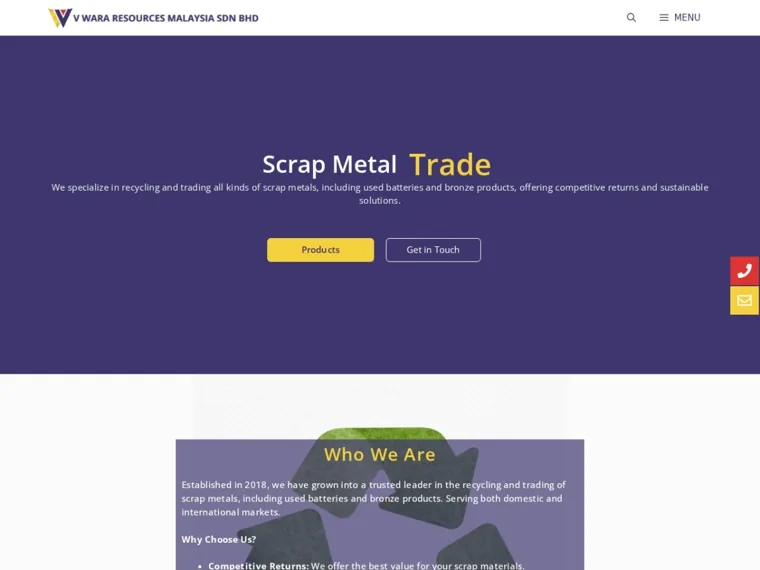 VWARA website homepage designed by Cybergate
