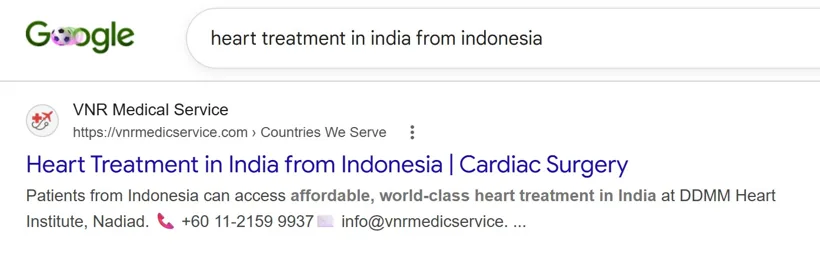 heart treatment in india from Indonesia - VNR Medical Service ranking on Google page 1
